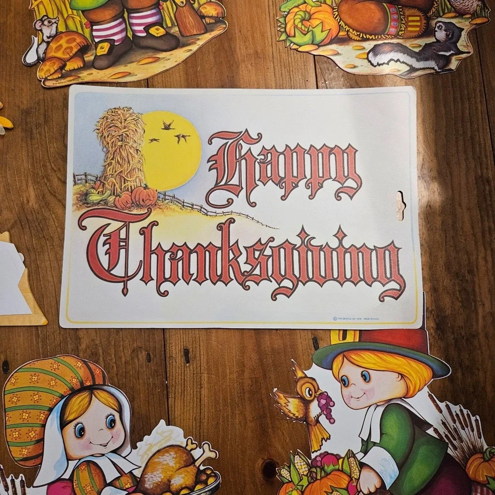 Vintage Beistle Harvest Thanksgiving Decorama 6 Pc Wall Decoration Set USA